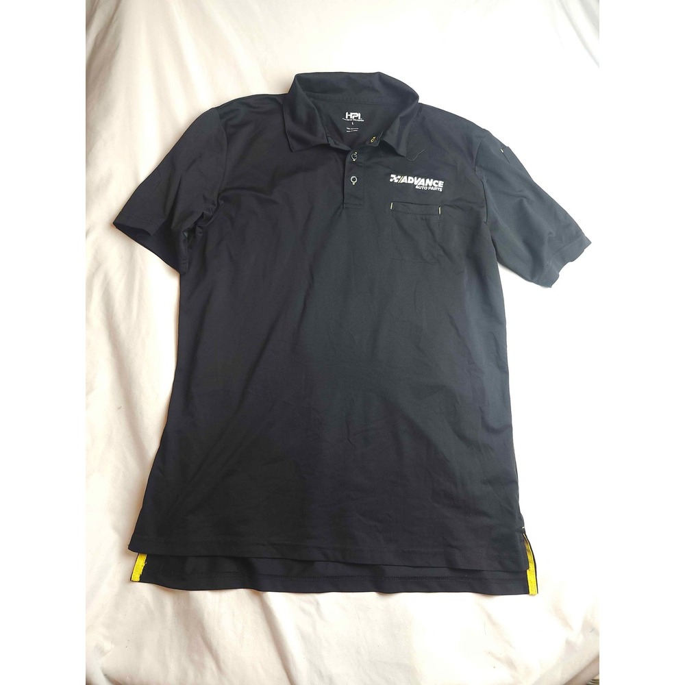 HPI Advance Auto Parts Mens Polo Shirt Black Short Sleeve Uniform Large